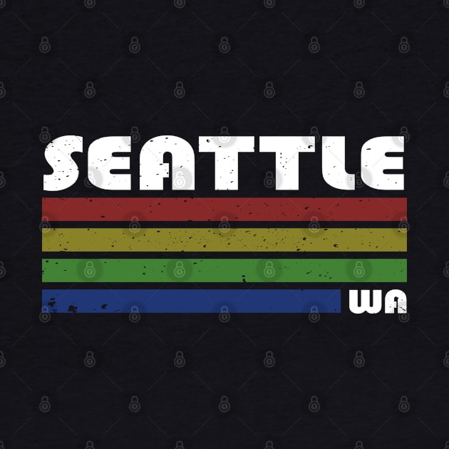 Seattle, WA - Stripes - Retro Vintage Distressed by Brad T